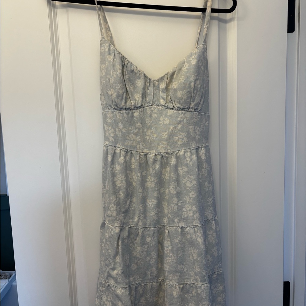 Hollister Open Back Linen Blend Mini Dress